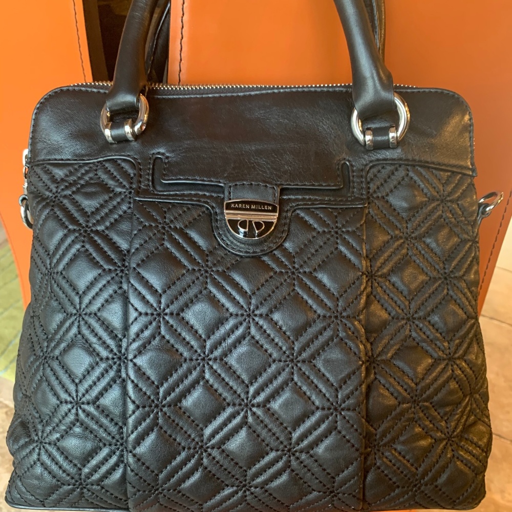 KAREN MILLEN HIGH END (BLACK) LEATHER Handbag